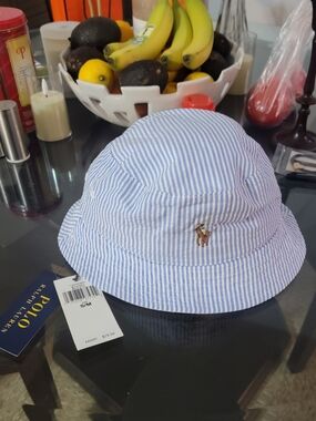 Polo by Ralph Lauren Light Blue & White Striped Bucket Hat